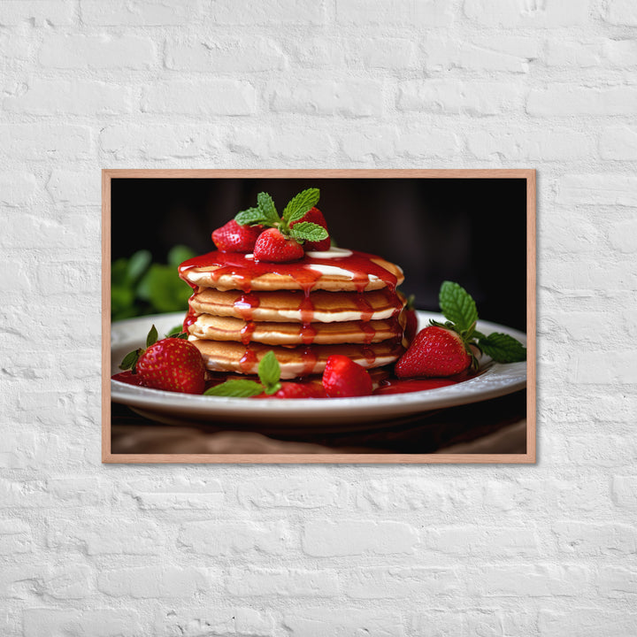 Strawberry Pancakes Framed poster 🤤 from Yumify.AI