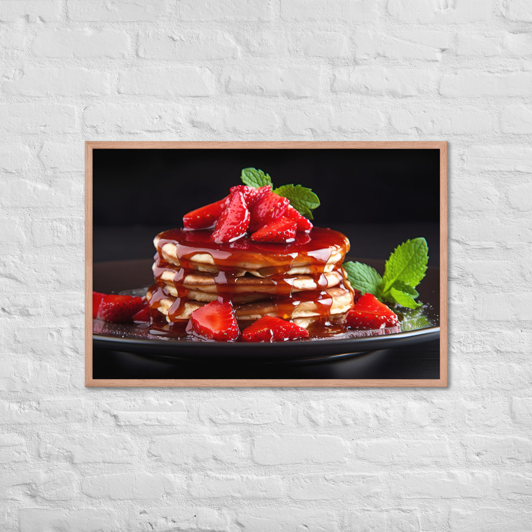 Strawberry Pancakes Framed poster 🤤 from Yumify.AI