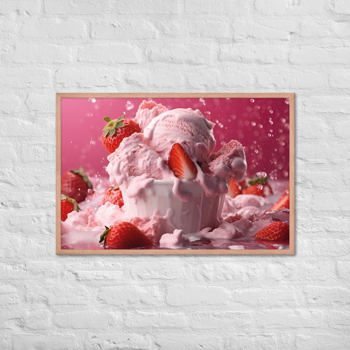 Strawberry Ice Cream Framed poster 🤤 from Yumify.AI