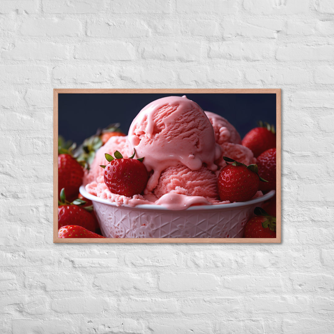 Strawberry Ice Cream Framed poster 🤤 from Yumify.AI