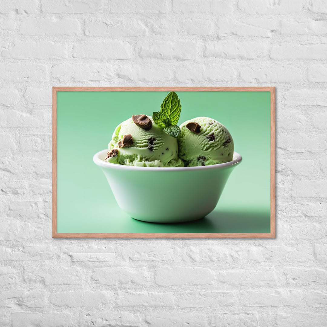 Mint Chocolate Chip Ice Cream Framed poster 🤤 from Yumify.AI