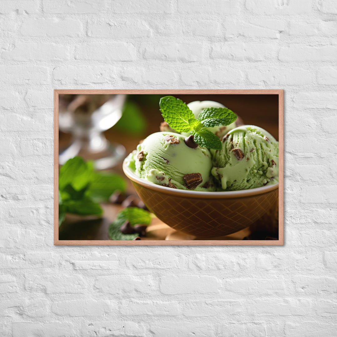 Mint Chocolate Chip Ice Cream Framed poster 🤤 from Yumify.AI