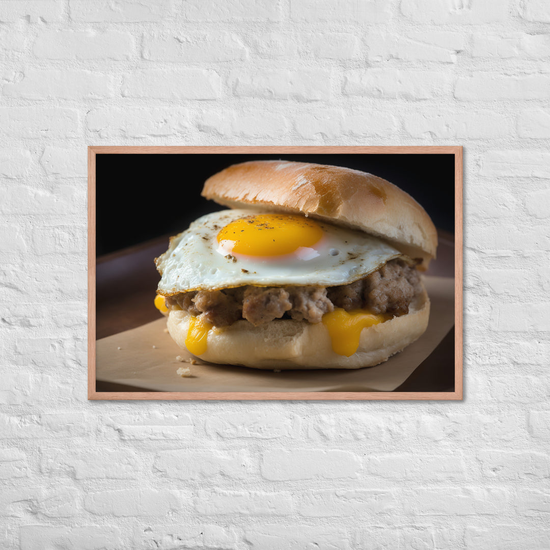 Sausage Breakfast Sandwich Framed poster 🤤 from Yumify.AI