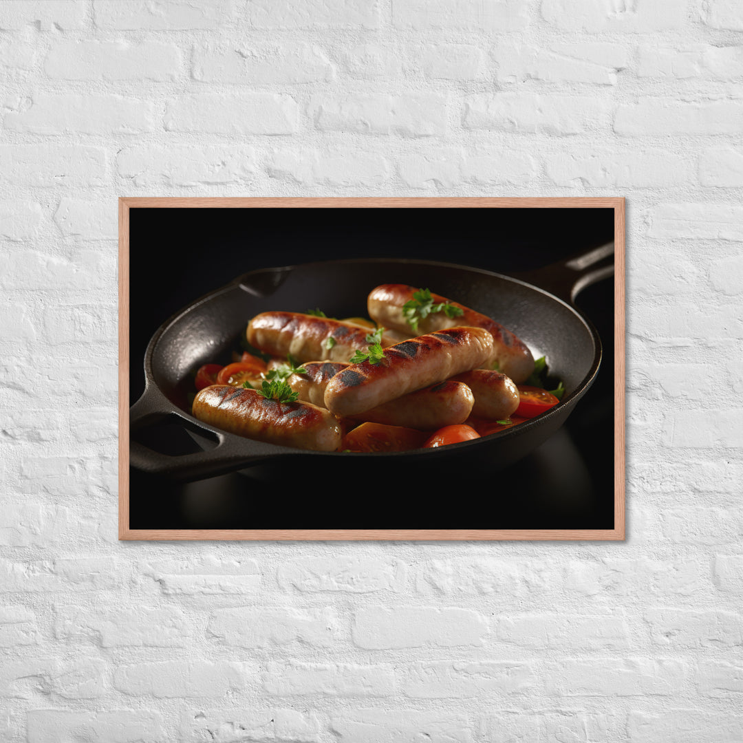 Pan Fried Sausage Framed poster 🤤 from Yumify.AI