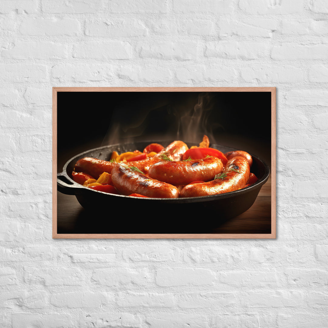 Pan Fried Sausage Framed poster 🤤 from Yumify.AI