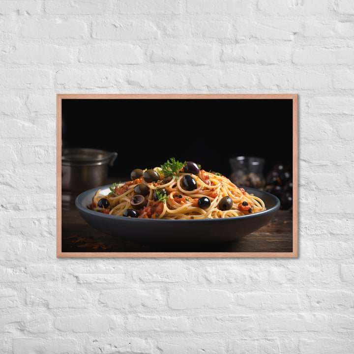 Spaghetti Puttanesca with Anchovies Framed poster 🤤 from Yumify.AI