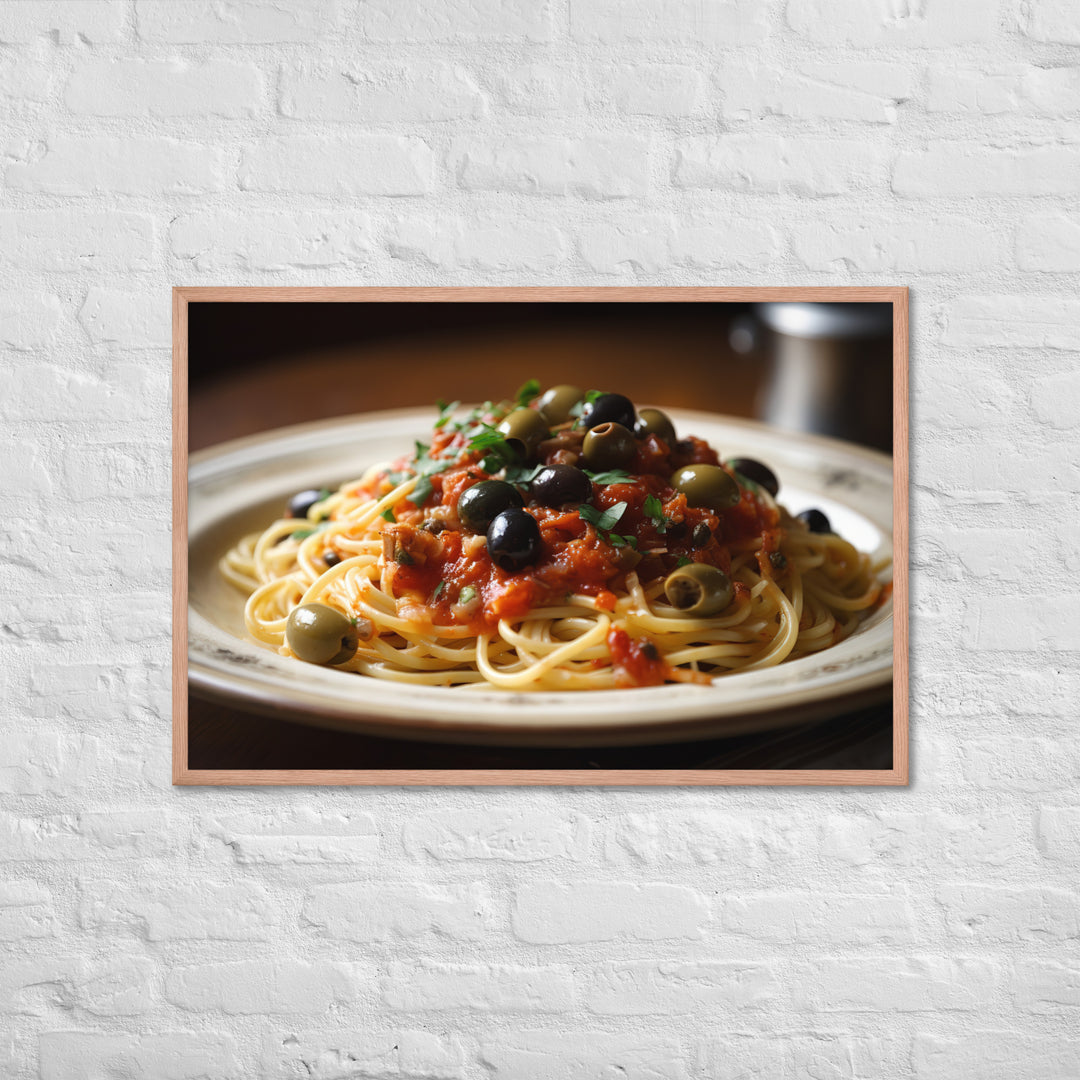 Spaghetti Puttanesca with Anchovies Framed poster 🤤 from Yumify.AI