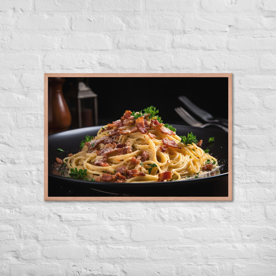 Spaghetti Carbonara with Bacon Framed poster 🤤 from Yumify.AI