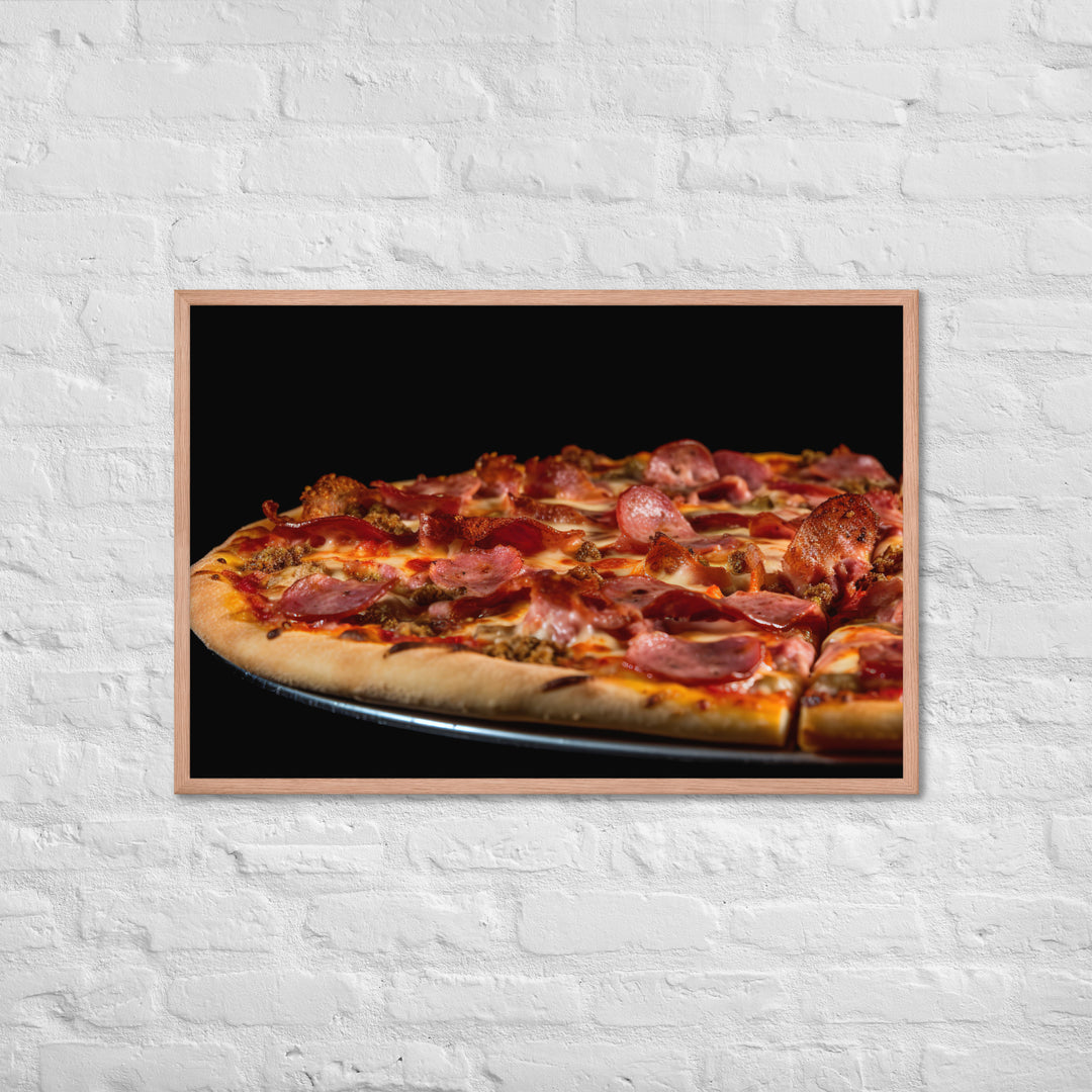 A Loaded Meat Pizza Framed poster 🤤 from Yumify.AI