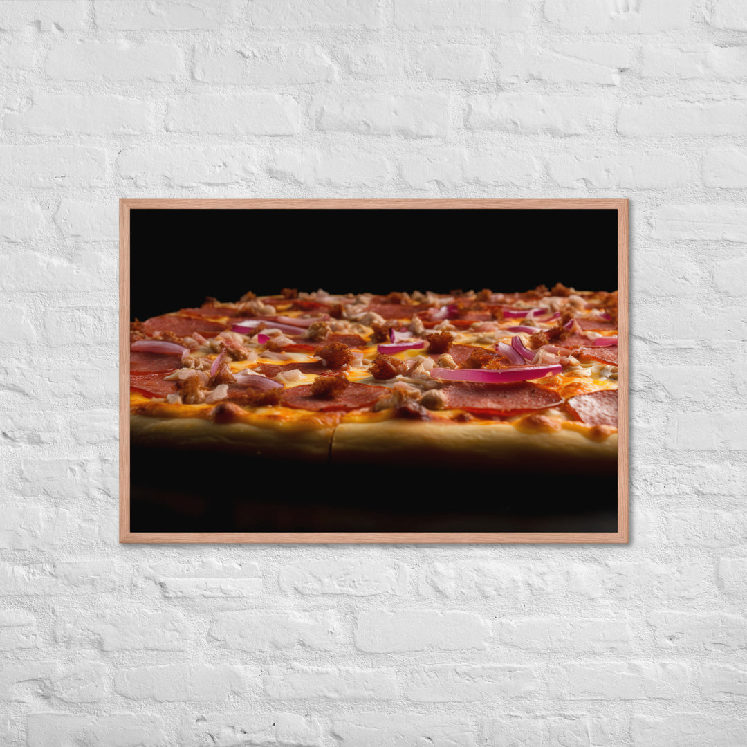 A Loaded Meat Pizza Framed poster 🤤 from Yumify.AI