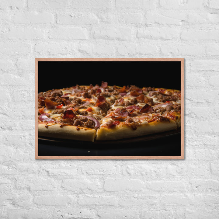 A Loaded Meat Pizza Framed poster 🤤 from Yumify.AI