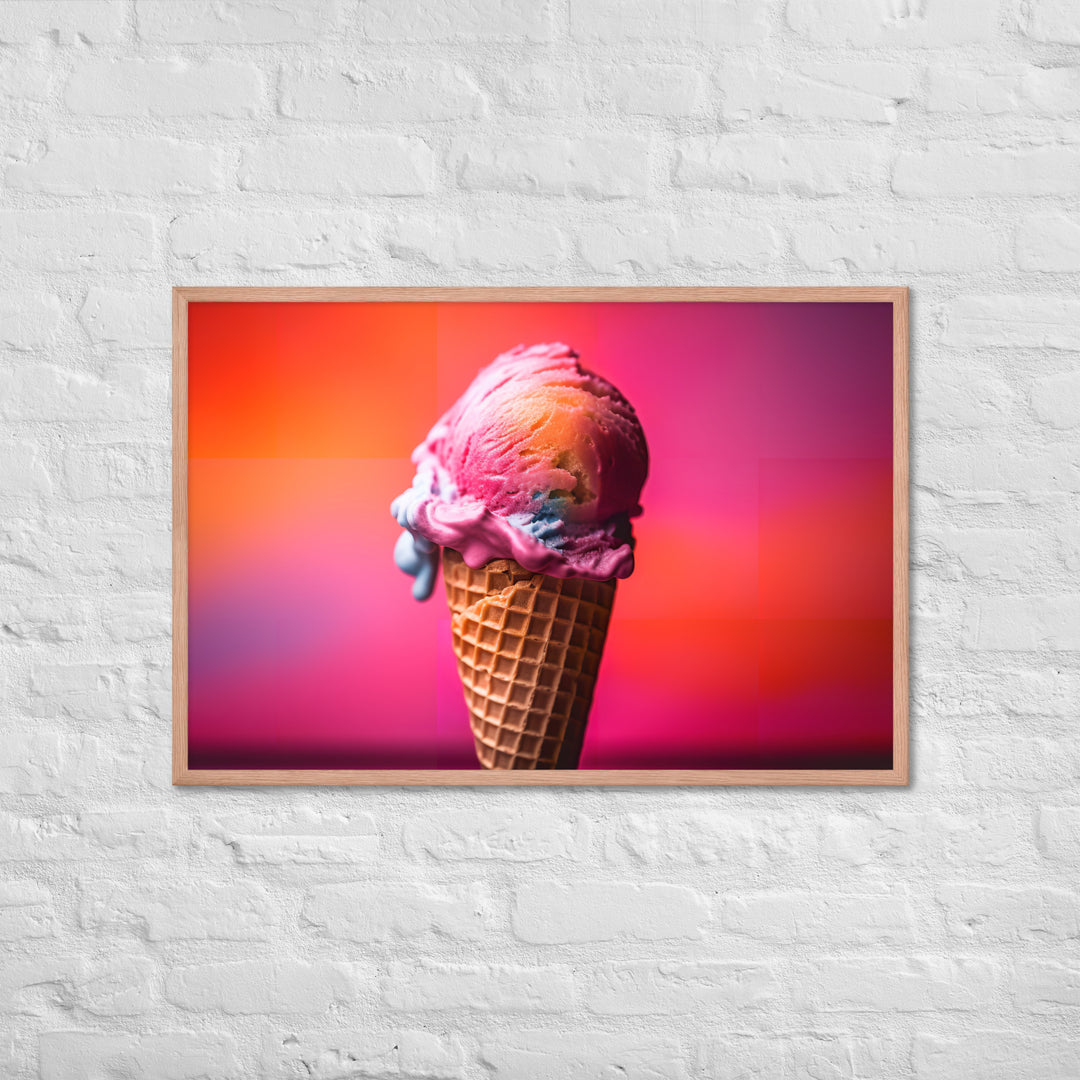 Strawberry Cheesecake Cone Framed poster 🤤 from Yumify.AI