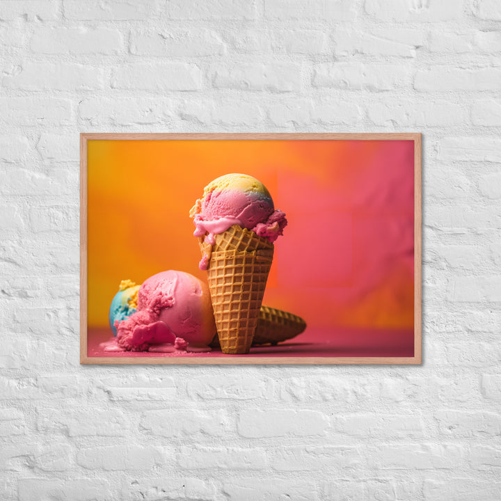 Rainbow Sherbet Cone Framed poster 🤤 from Yumify.AI