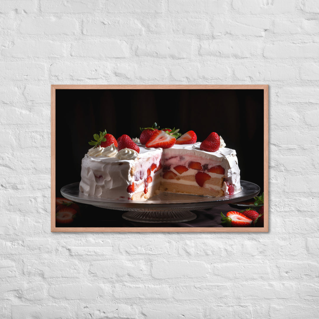 Strawberry Shortcake Ice Cream Cake Framed poster 🤤 from Yumify.AI