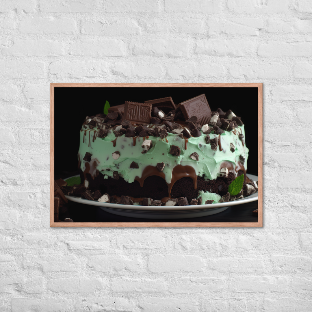 Mint Chocolate Chip Ice Cream Cake Framed poster 🤤 from Yumify.AI