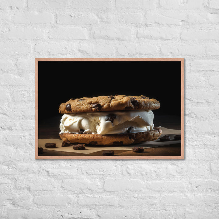 Classic Chocolate Chip Cookie Ice Cream Sandwich Framed poster 🤤 from Yumify.AI