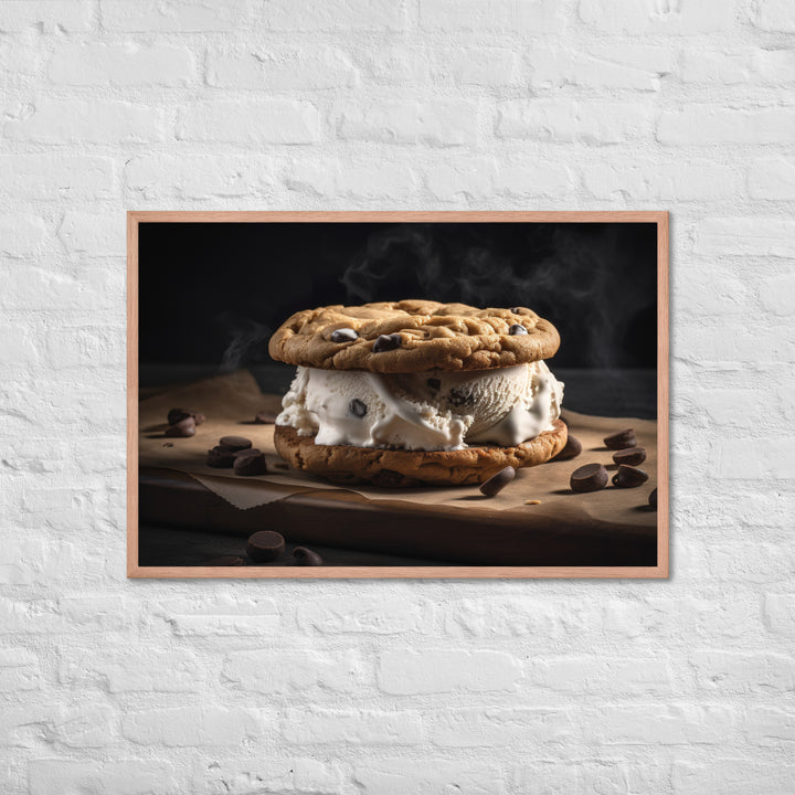 Classic Chocolate Chip Cookie Ice Cream Sandwich Framed poster 🤤 from Yumify.AI