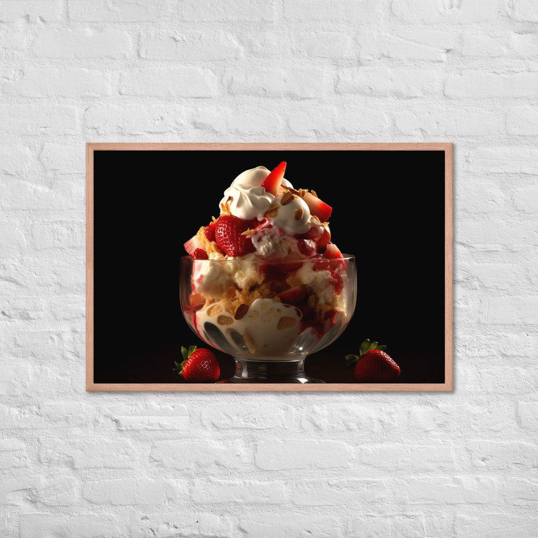 Strawberry Shortcake Sundae Framed poster 🤤 from Yumify.AI