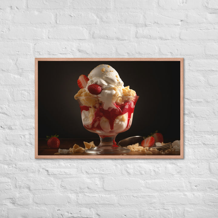 Strawberry Shortcake Sundae Framed poster 🤤 from Yumify.AI