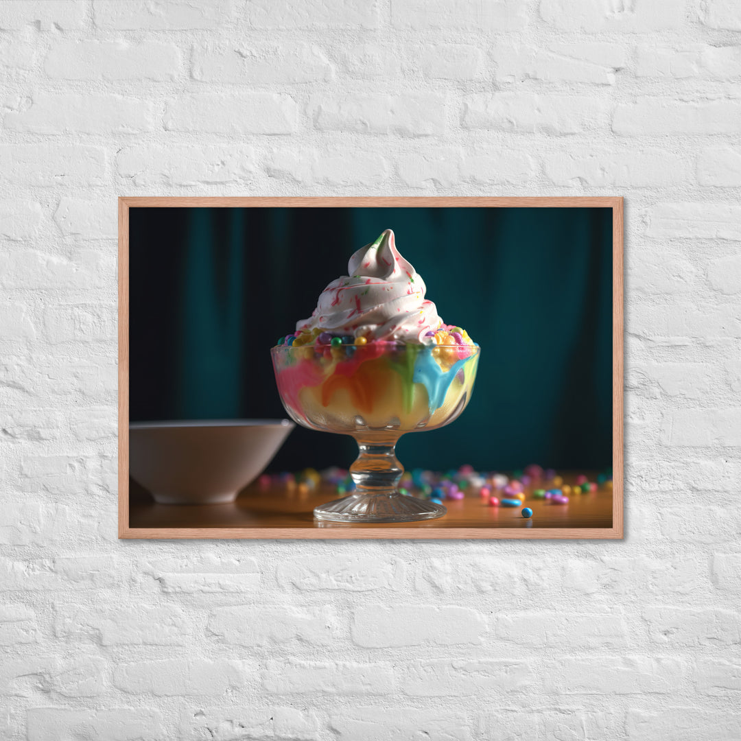 Rainbow Sherbet Sundae Framed poster 🤤 from Yumify.AI