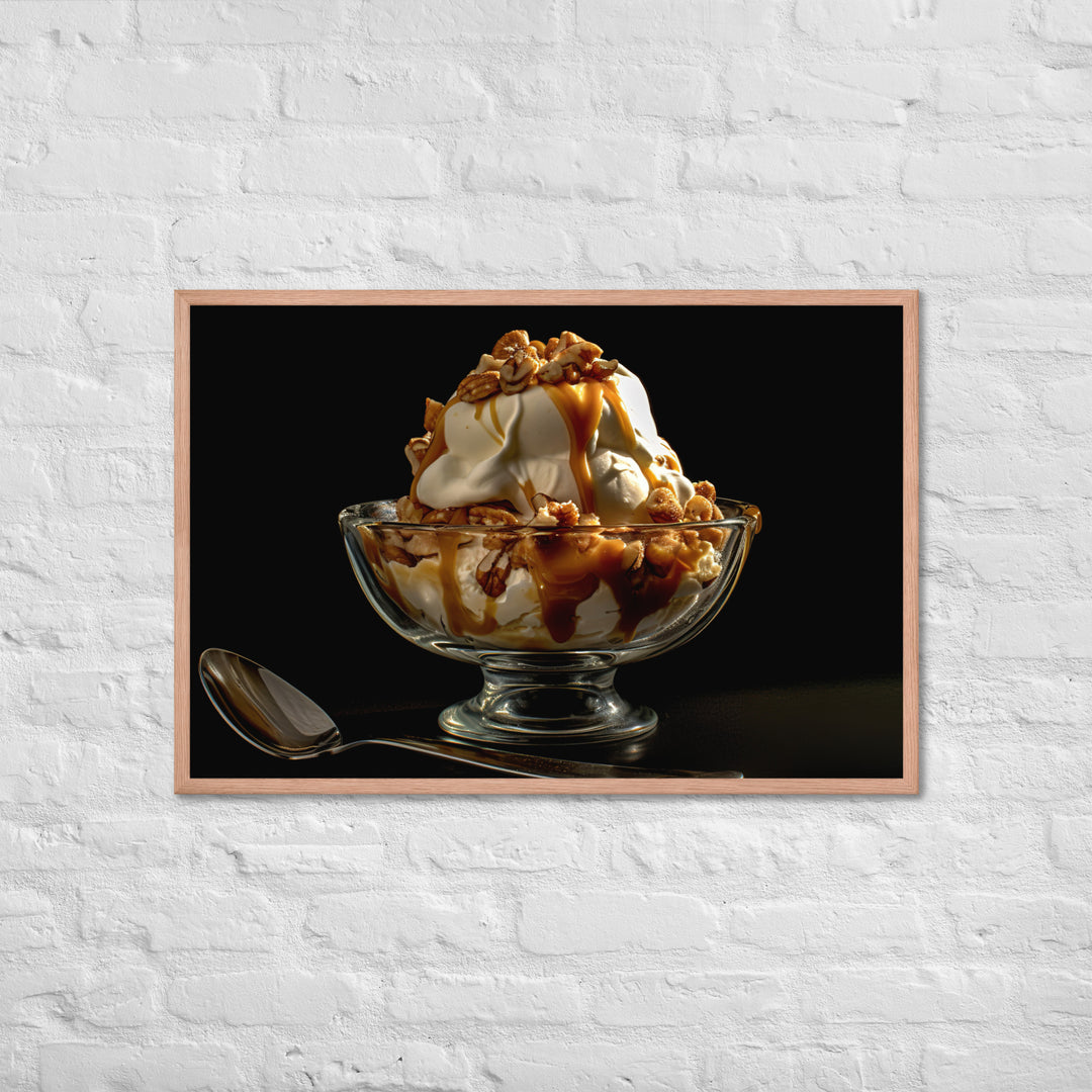 Nutty Caramel Sundae Framed poster 🤤 from Yumify.AI