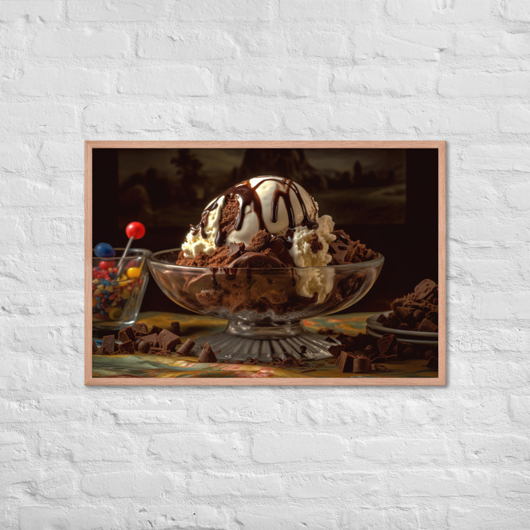 Chocolate Lovers Dream Sundae Framed poster 🤤 from Yumify.AI