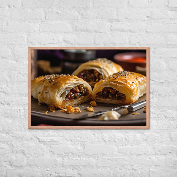 Vegetarian Sausage Roll Framed poster 🤤 from Yumify.AI