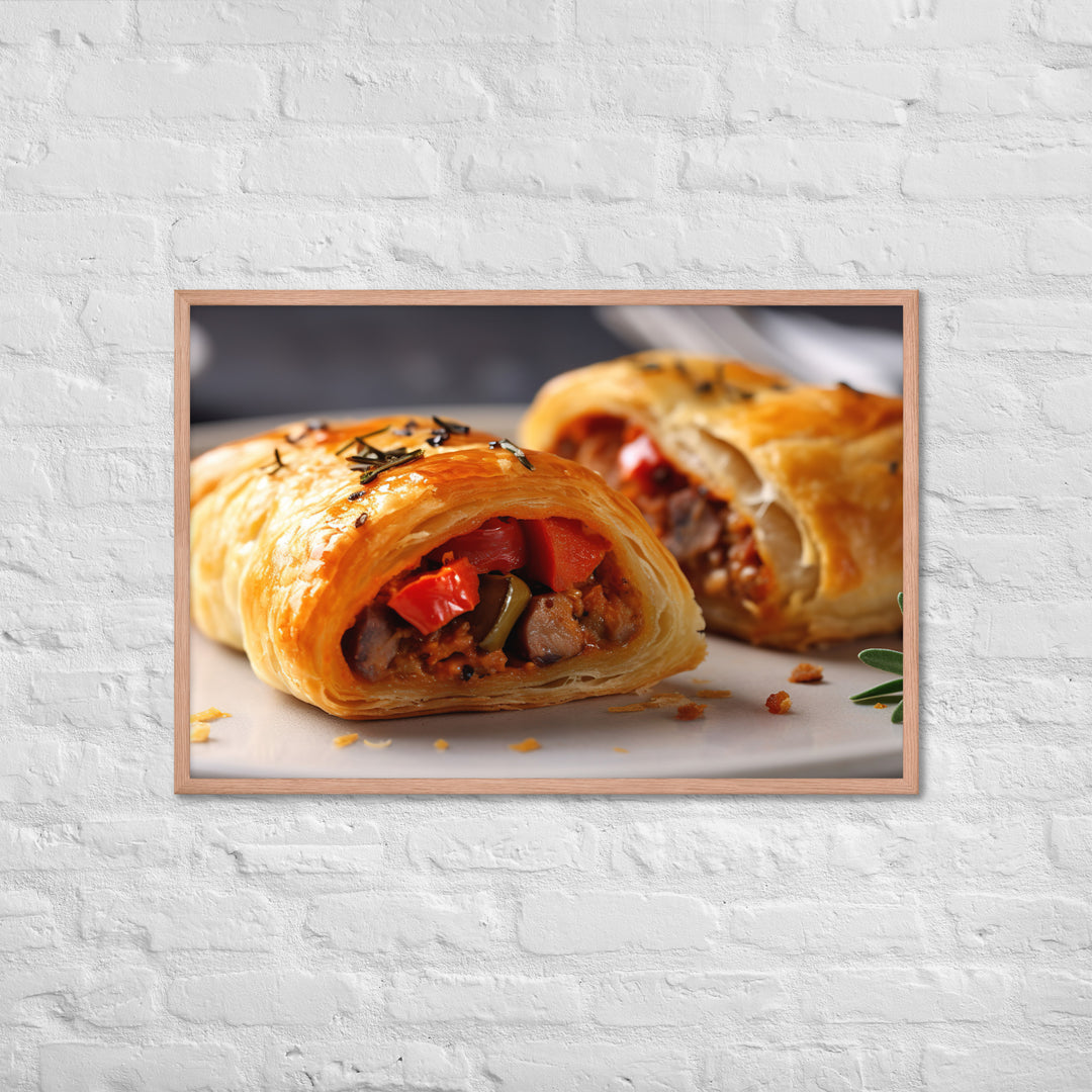 Vegetarian Sausage Roll Framed poster 🤤 from Yumify.AI