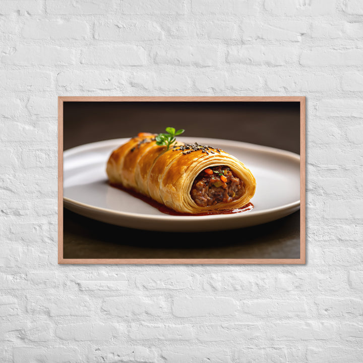 Vegetarian Sausage Roll Framed poster 🤤 from Yumify.AI