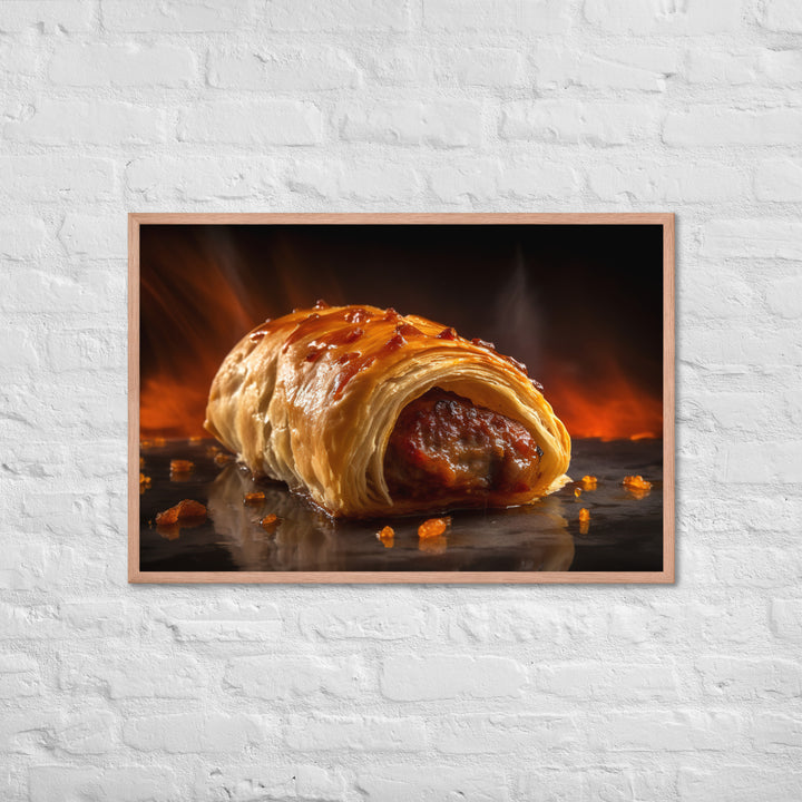 Spicy Sausage Roll Framed poster 🤤 from Yumify.AI