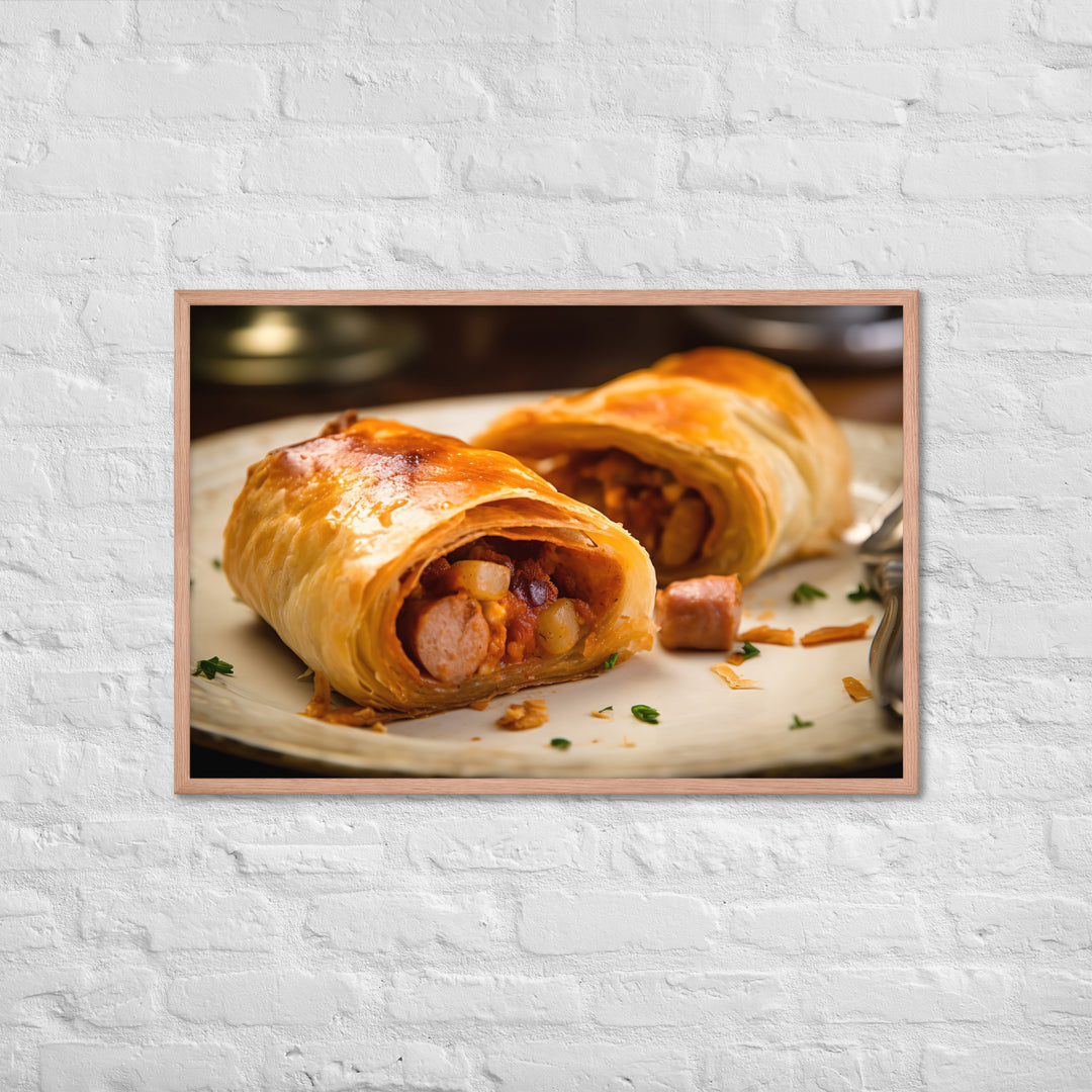 Chicken and Chorizo Sausage Roll Framed poster 🤤 from Yumify.AI