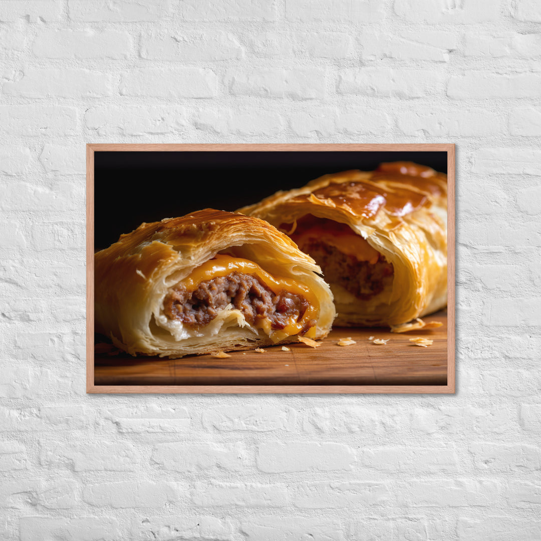 Cheese and Sausage Roll Framed poster 🤤 from Yumify.AI