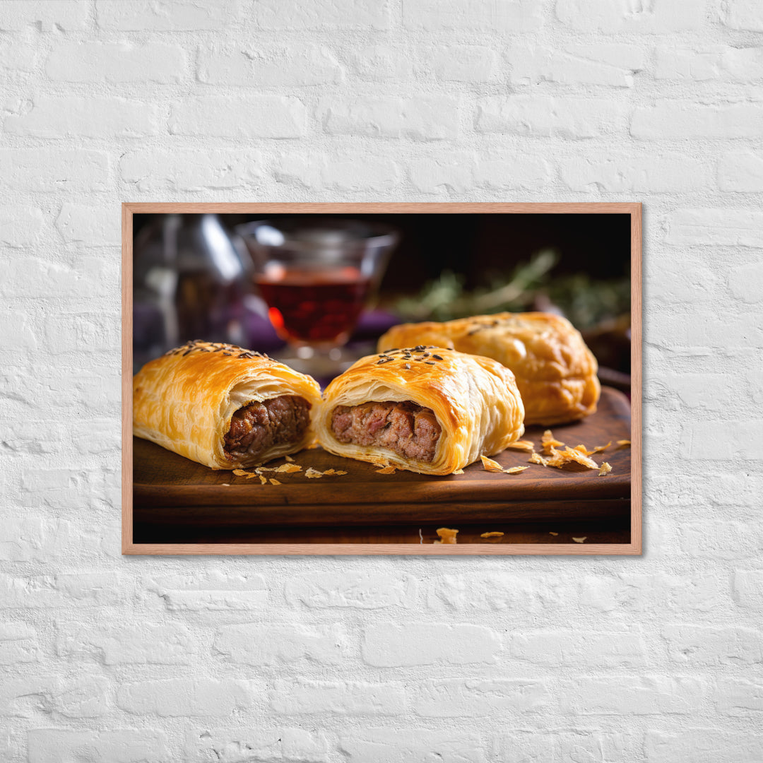 Beef and Onion Sausage Roll Framed poster 🤤 from Yumify.AI