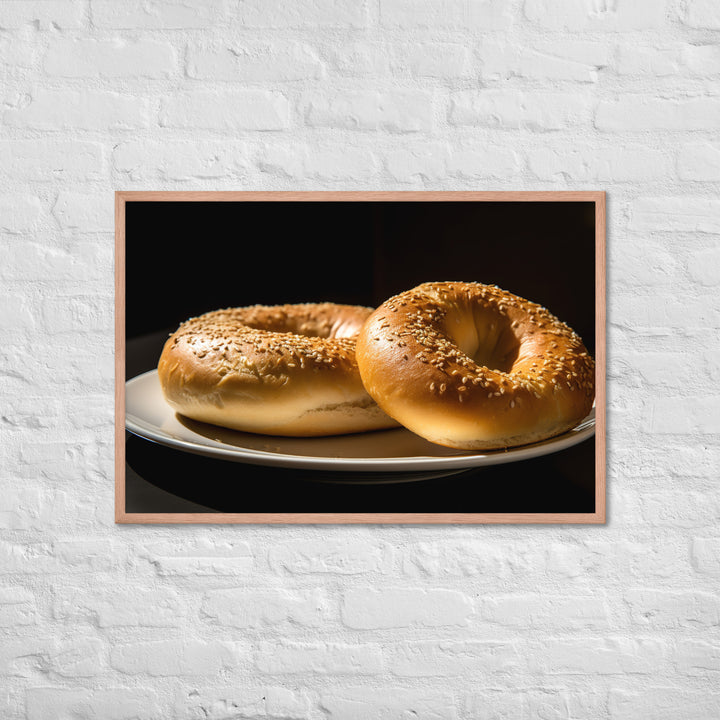 Plain Bagel Framed poster 🤤 from Yumify.AI