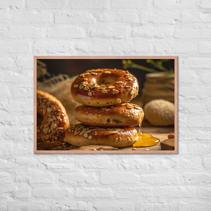 Honey Wheat Bagel Framed poster 🤤 from Yumify.AI