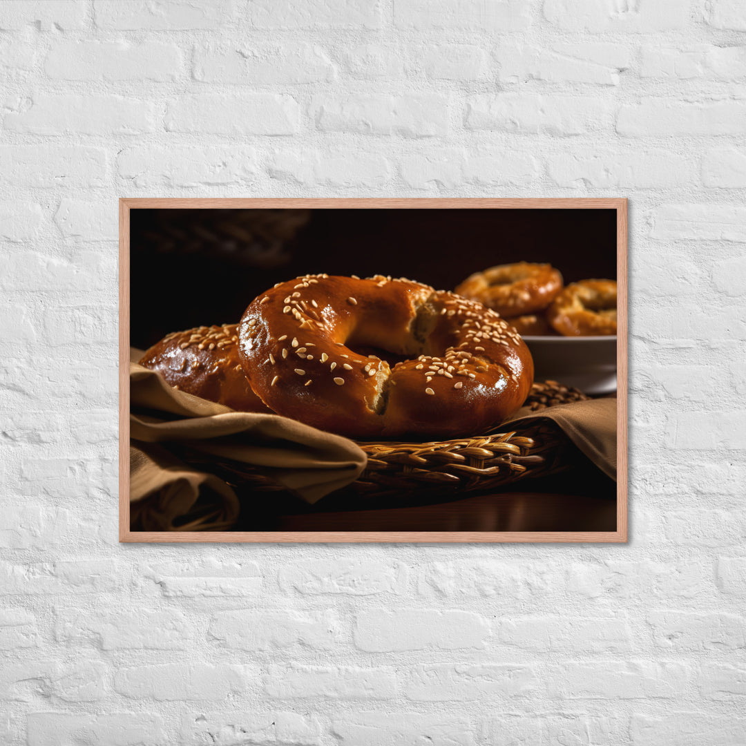 Honey Wheat Bagel Framed poster 🤤 from Yumify.AI