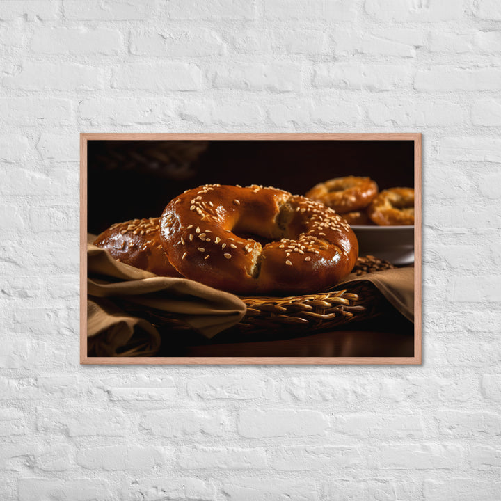 Honey Wheat Bagel Framed poster 🤤 from Yumify.AI