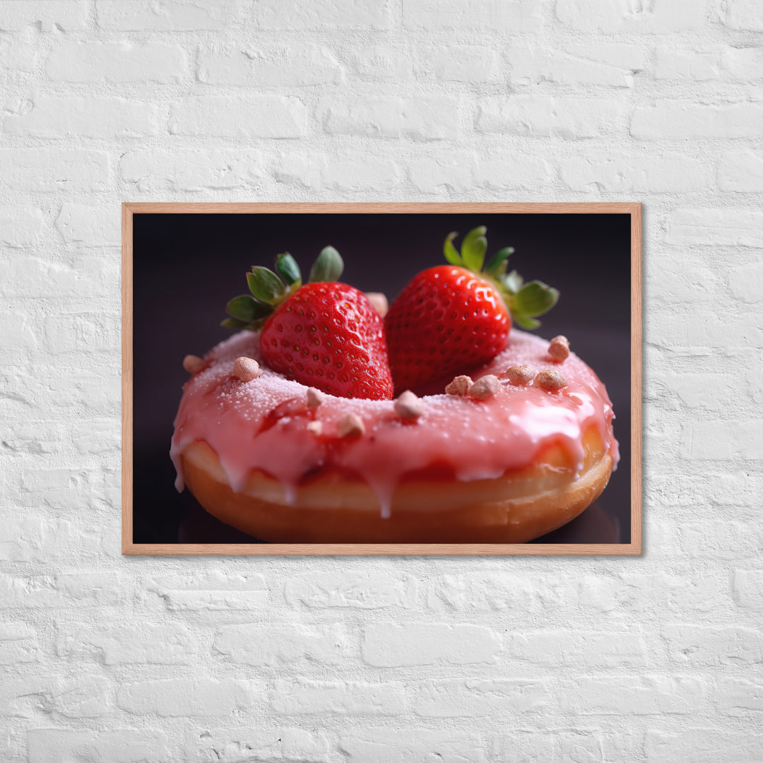 Strawberry Frosted Donut Framed poster 🤤 from Yumify.AI