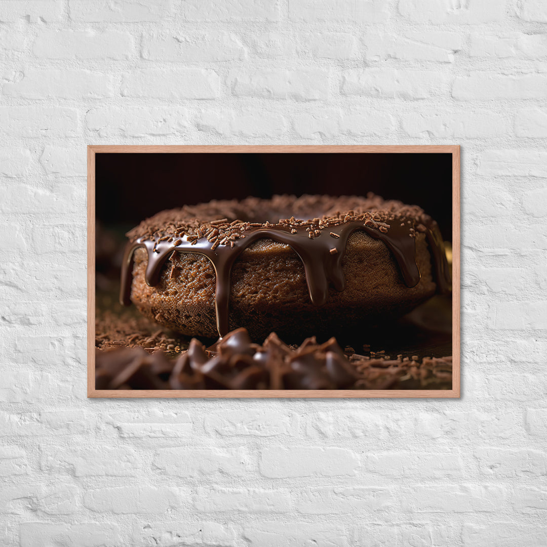 Chocolate Frosted Donut Framed poster 🤤 from Yumify.AI