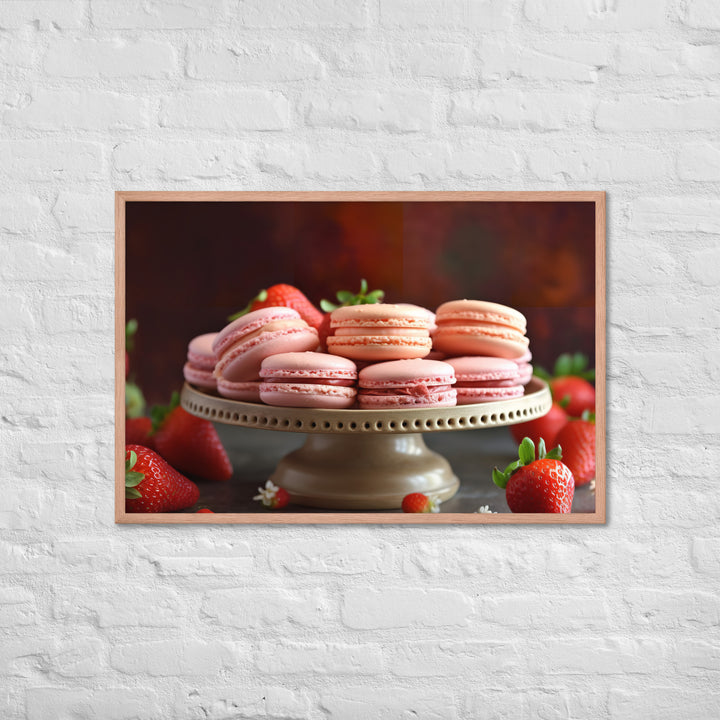 Strawberry Macarons Framed poster 🤤 from Yumify.AI