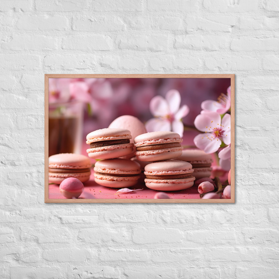 Cherry Blossom Macarons Framed poster 🤤 from Yumify.AI