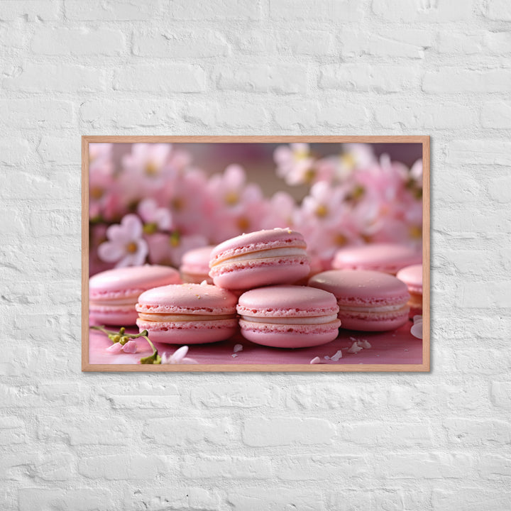 Cherry Blossom Macarons Framed poster 🤤 from Yumify.AI