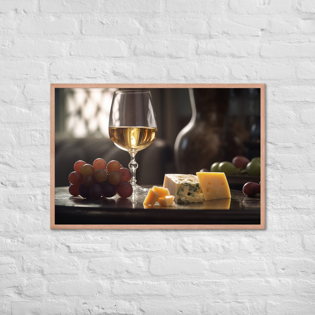 Swiss Cheese and Wine Pairing Framed poster 🤤 from Yumify.AI