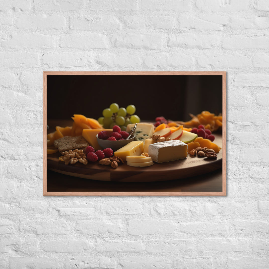 Cheese platter featuring Parmesan cheese Framed poster 🤤 from Yumify.AI