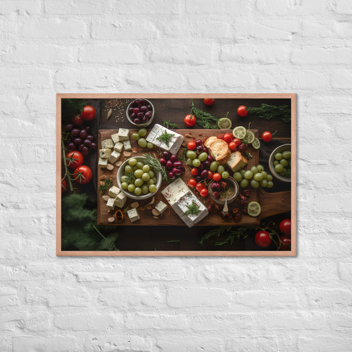 Beautiful spread of feta cheese cubes Framed poster 🤤 from Yumify.AI