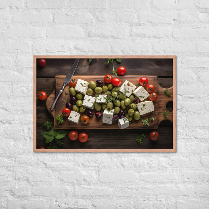 Beautiful spread of feta cheese cubes Framed poster 🤤 from Yumify.AI