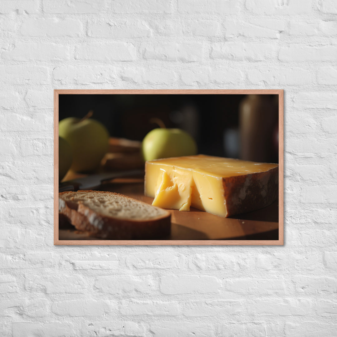 A slice of aged cheddar Framed poster 🤤 from Yumify.AI