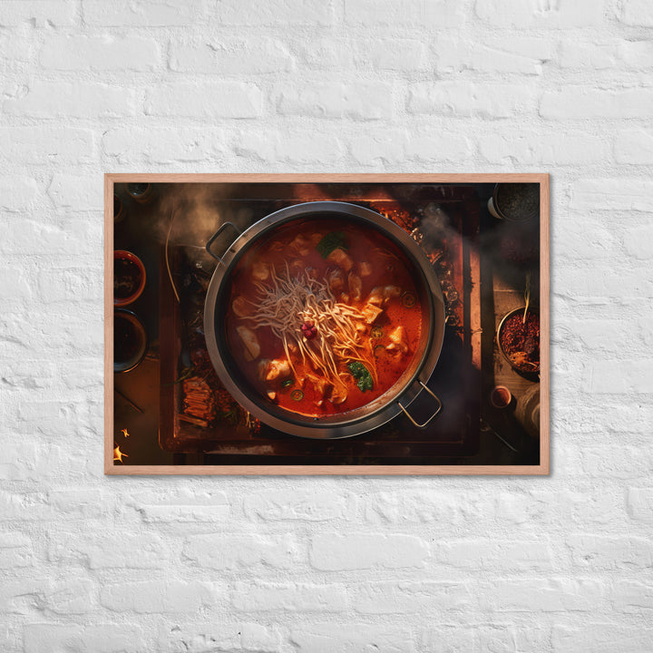 A hot pot filled with Kimchi Framed poster 🤤 from Yumify.AI