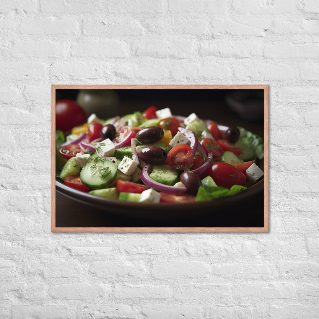 Vibrant Greek salad Framed poster 🤤 from Yumify.AI