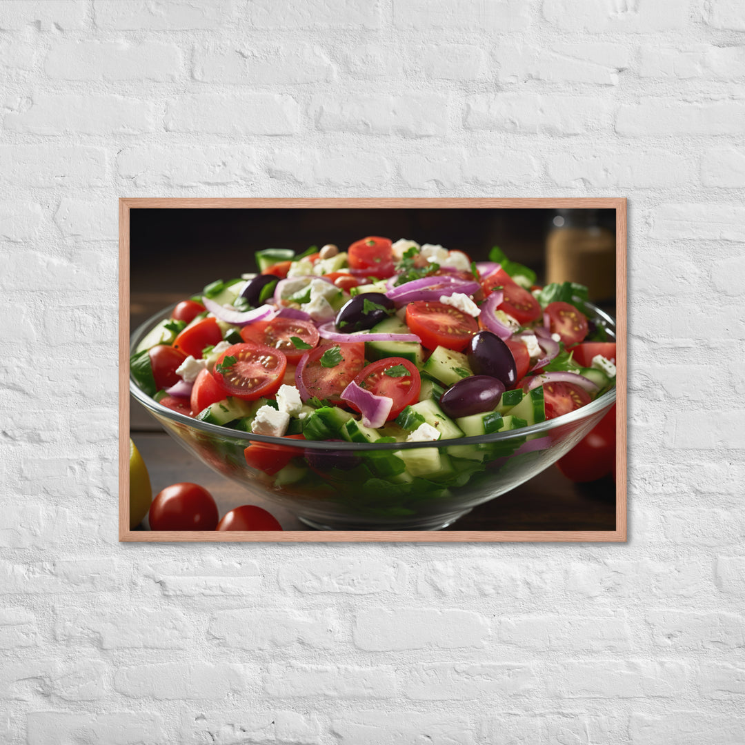 Fresh and Zesty Greek Salad Framed poster 🤤 from Yumify.AI